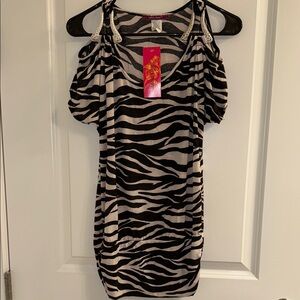 Zebra Print Top with Beaded Straps